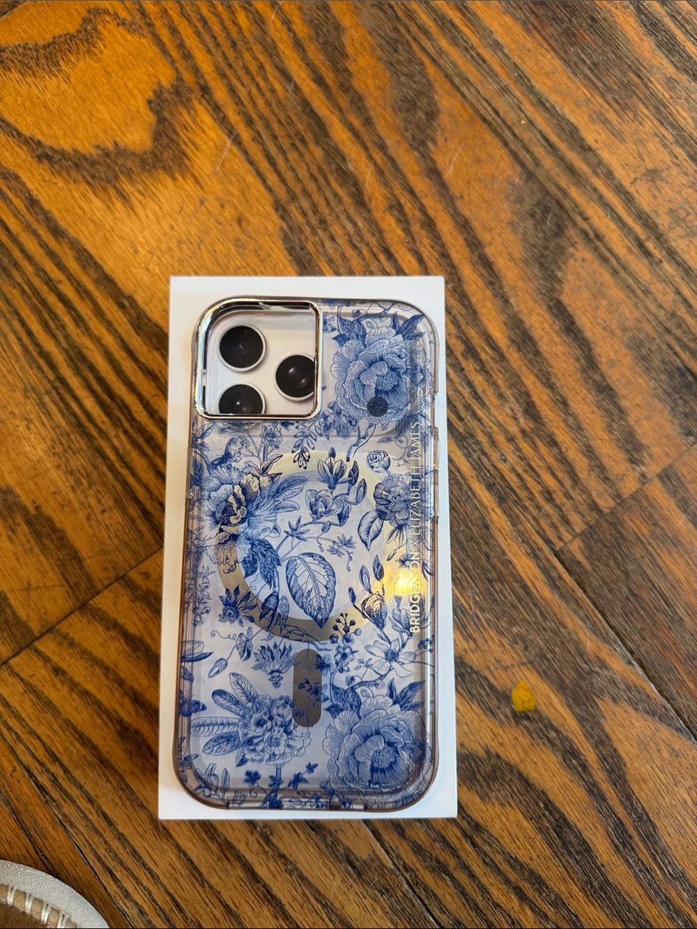 Clear Floral Blue Bridgerton X Elizabeth James Phone Case with Ring - Brand:
